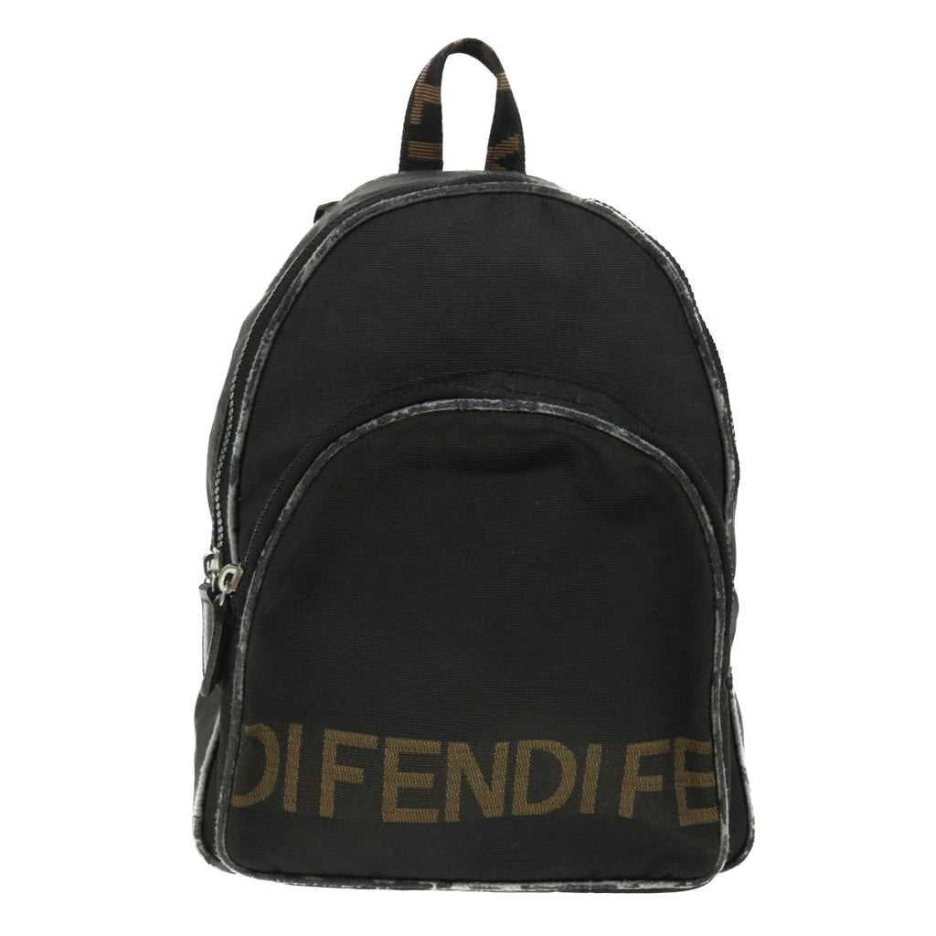 FENDI Backpack Nylon Black Brown yb325