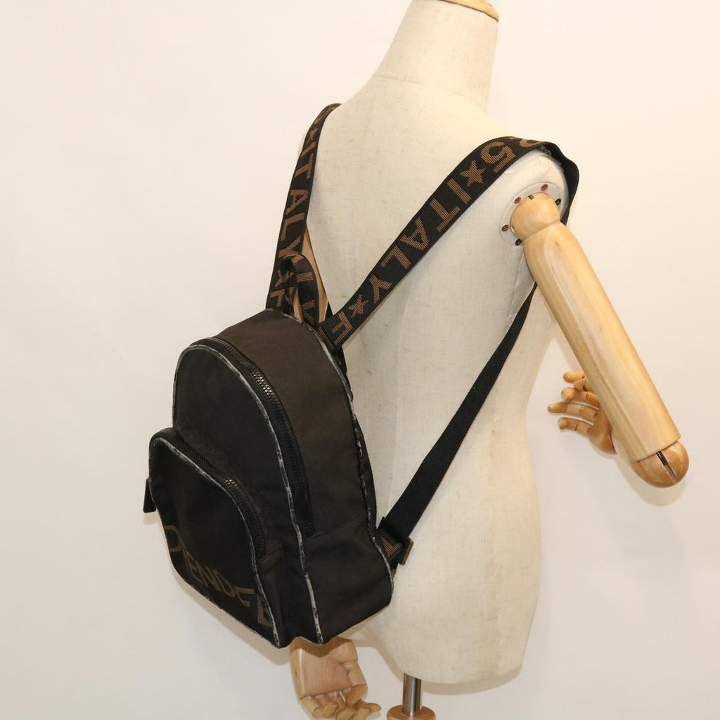FENDI Backpack Nylon Black Brown yb325