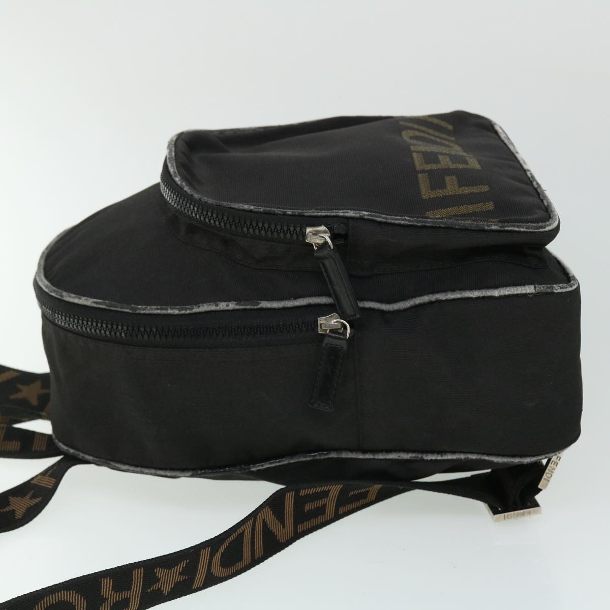 FENDI Backpack Nylon Black Brown yb325