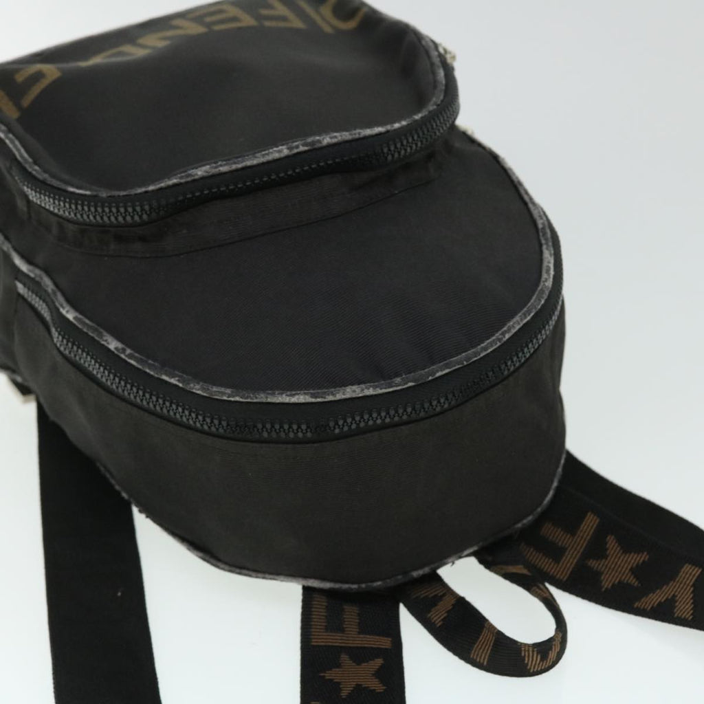 FENDI Backpack Nylon Black Brown yb325