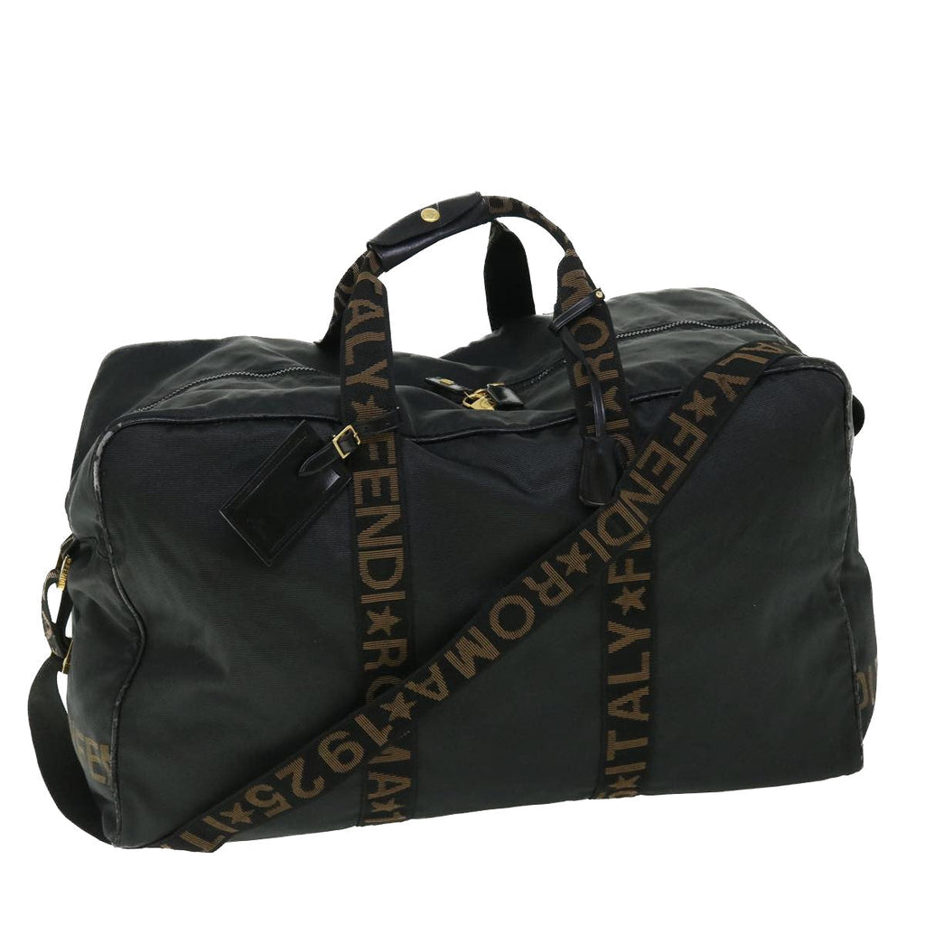 FENDI Boston Bag Nylon 2way Black Brown yb328