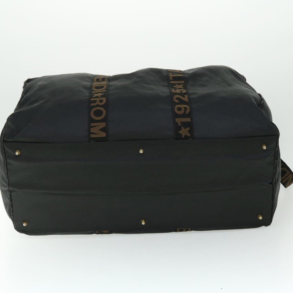 FENDI Boston Bag Nylon 2way Black Brown yb328