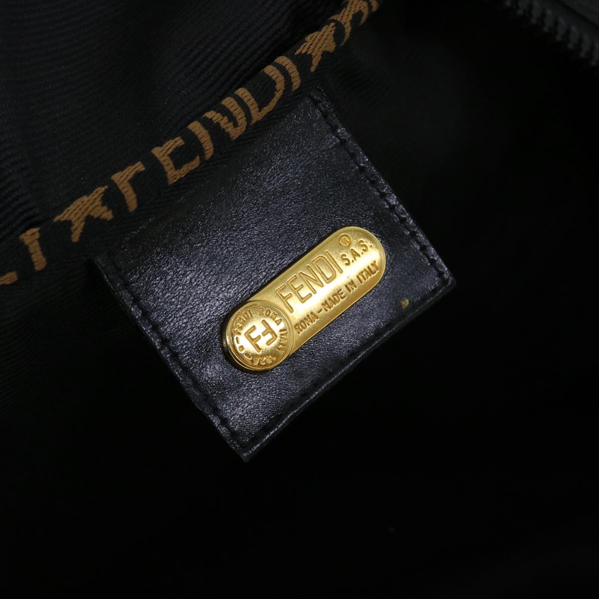 FENDI Boston Bag Nylon 2way Black Brown yb328