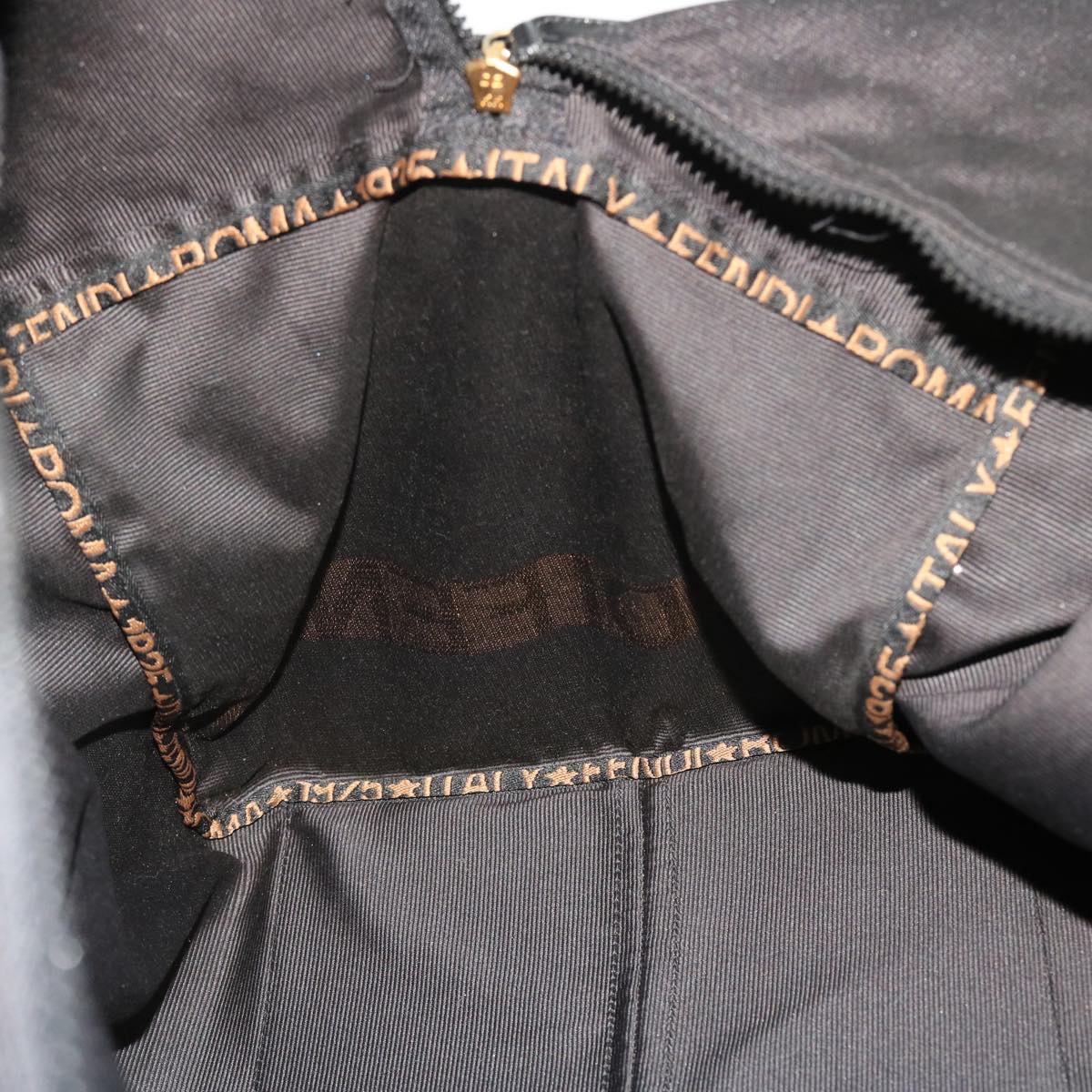 FENDI Boston Bag Nylon 2way Black Brown yb328