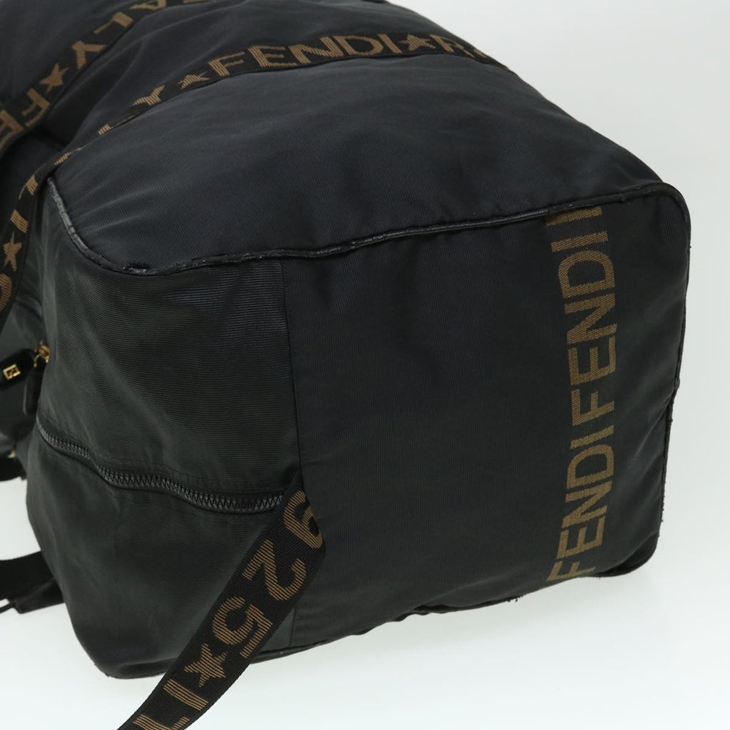FENDI Boston Bag Nylon 2way Black Brown yb328