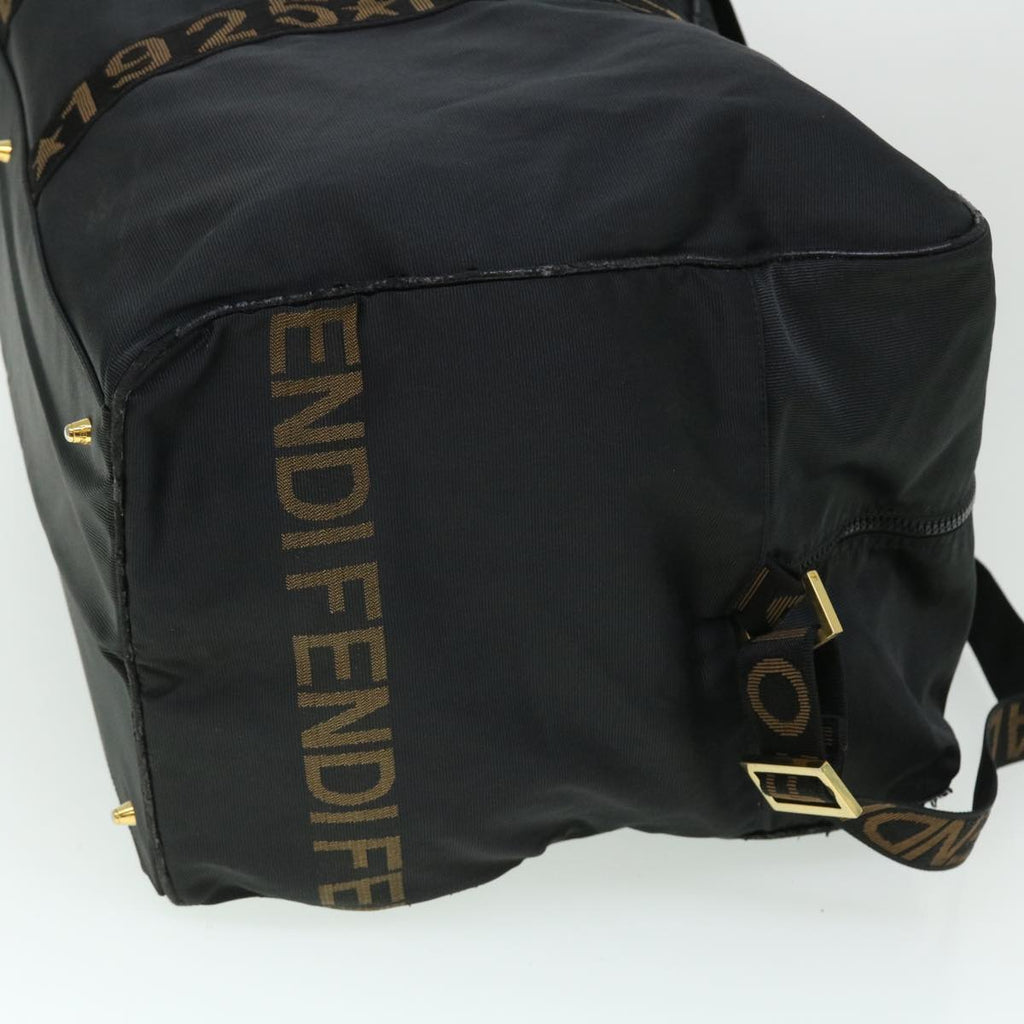 FENDI Boston Bag Nylon 2way Black Brown yb328