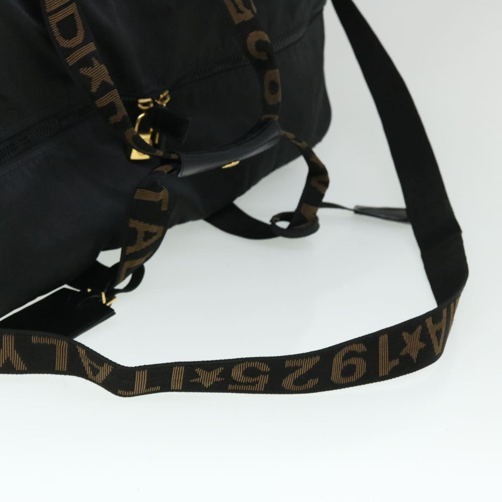 FENDI Boston Bag Nylon 2way Black Brown yb328