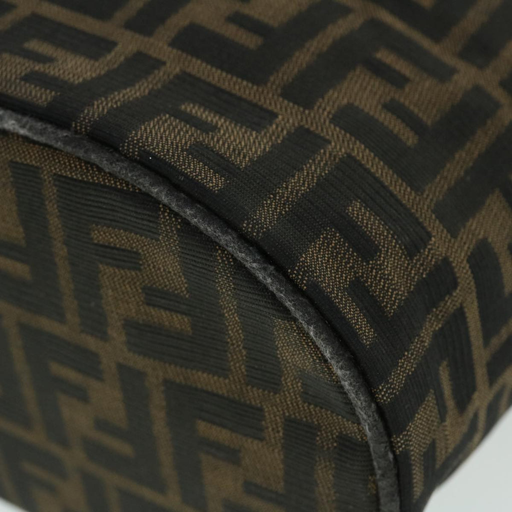 FENDI Zucca Canvas Vanity Cosmetic Pouch Nylon Brown Black yb336