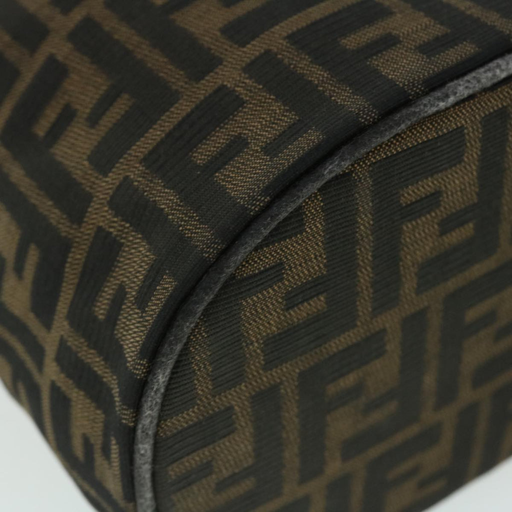 FENDI Zucca Canvas Vanity Cosmetic Pouch Nylon Brown Black yb336