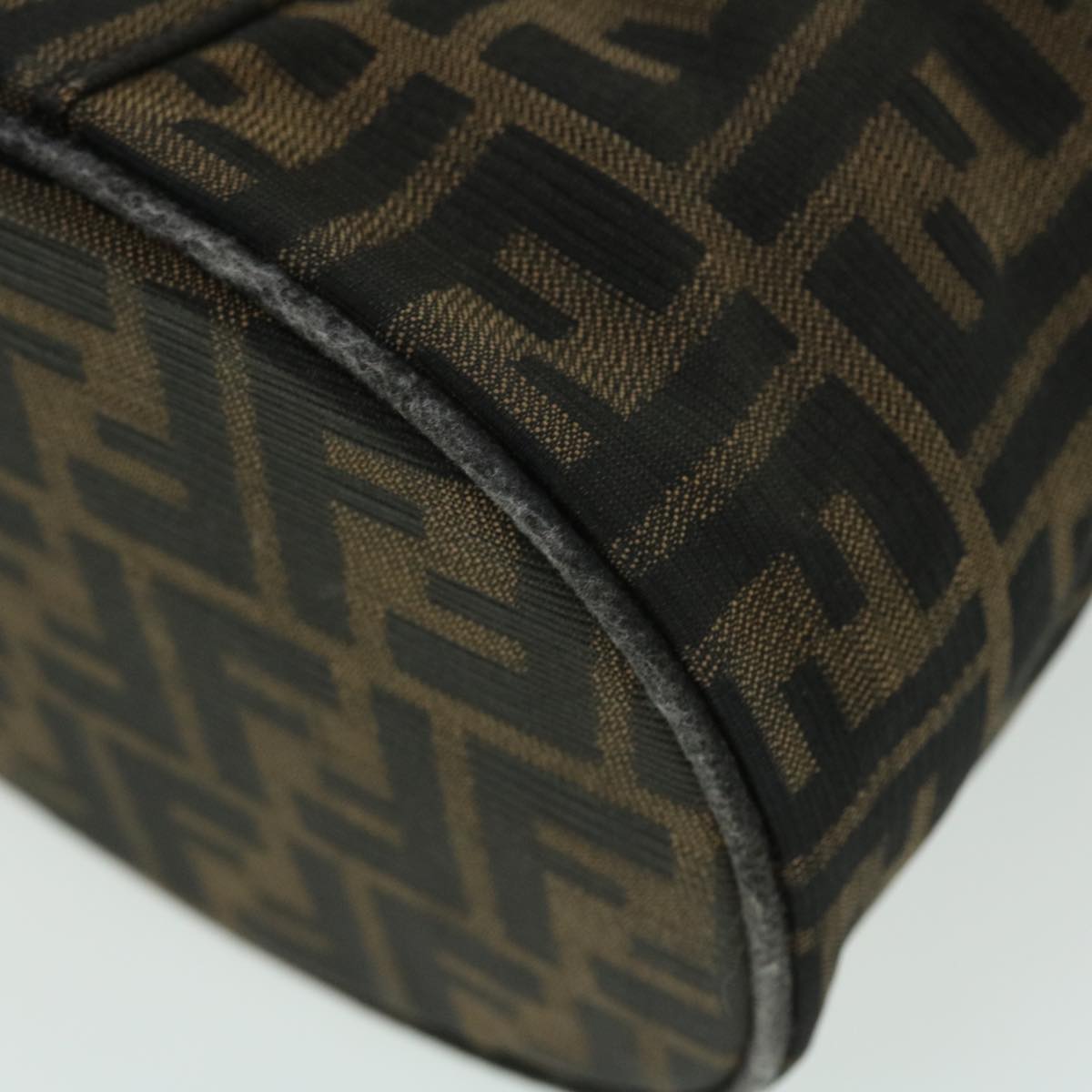 FENDI Zucca Canvas Vanity Cosmetic Pouch Nylon Brown Black yb336