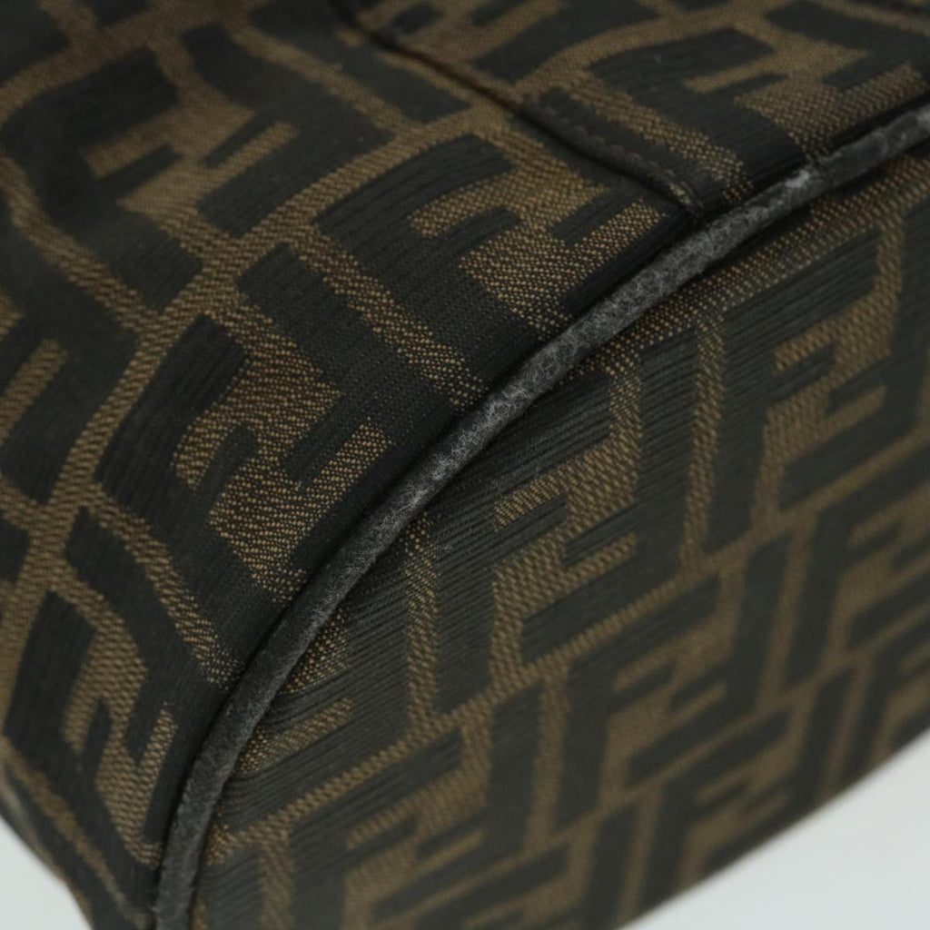 FENDI Zucca Canvas Vanity Cosmetic Pouch Nylon Brown Black yb336