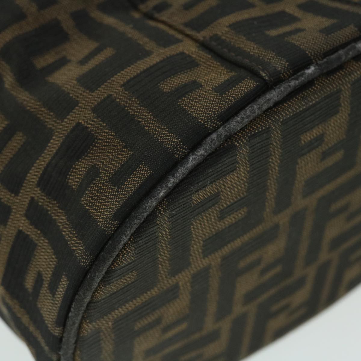 FENDI Zucca Canvas Vanity Cosmetic Pouch Nylon Brown Black yb336