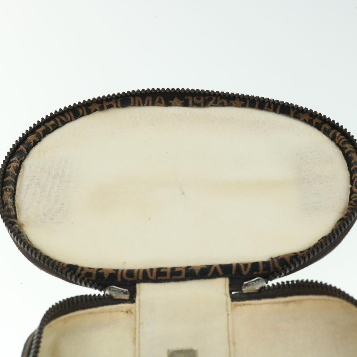 FENDI Zucca Canvas Vanity Cosmetic Pouch Nylon Brown Black yb336