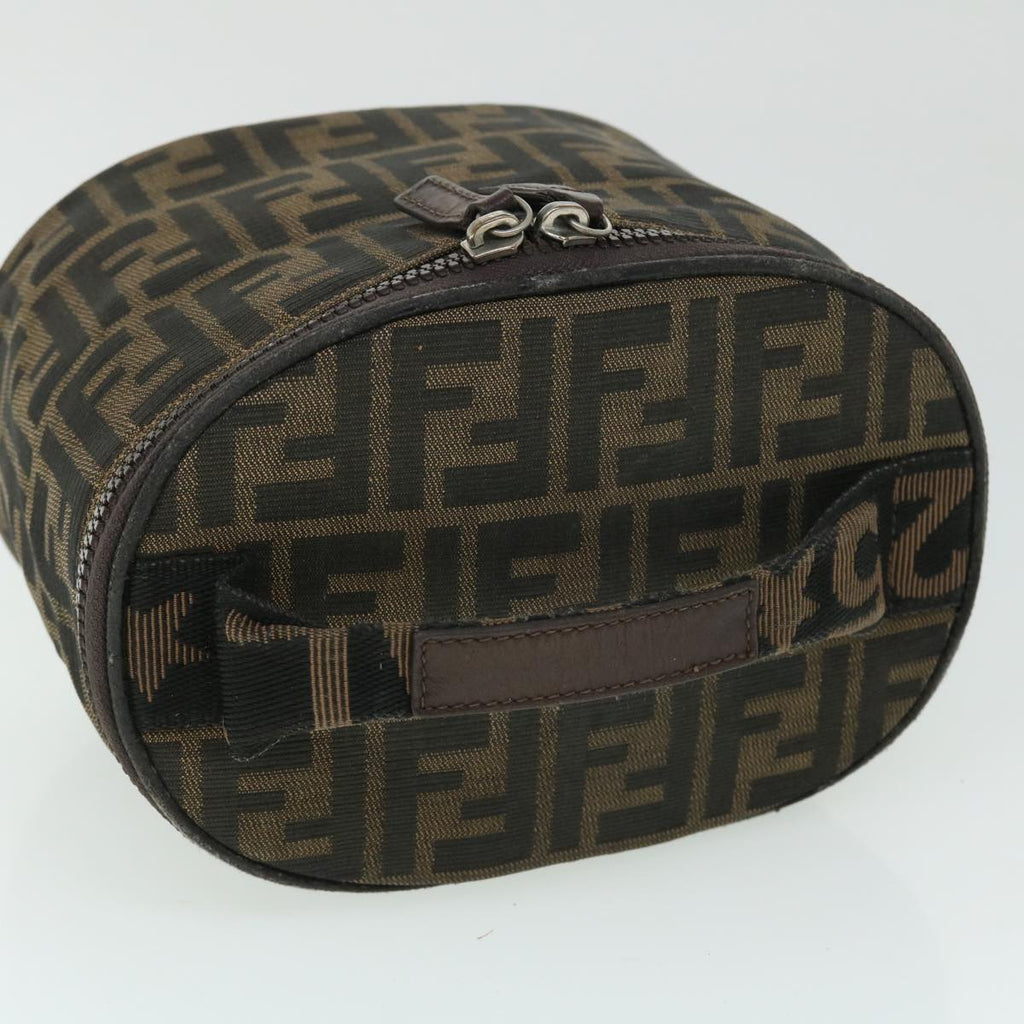 FENDI Zucca Canvas Vanity Cosmetic Pouch Nylon Brown Black yb336