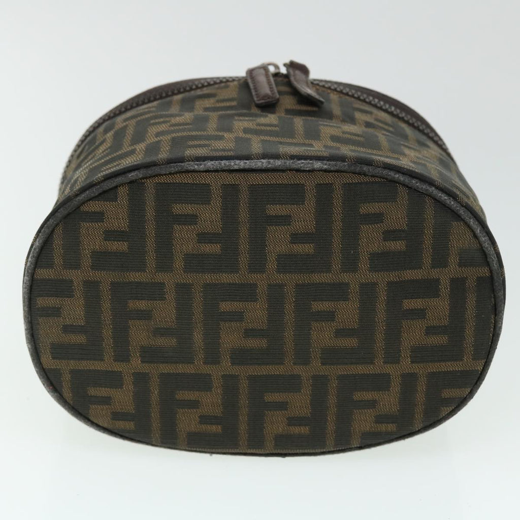 FENDI Zucca Canvas Vanity Cosmetic Pouch Nylon Brown Black yb336