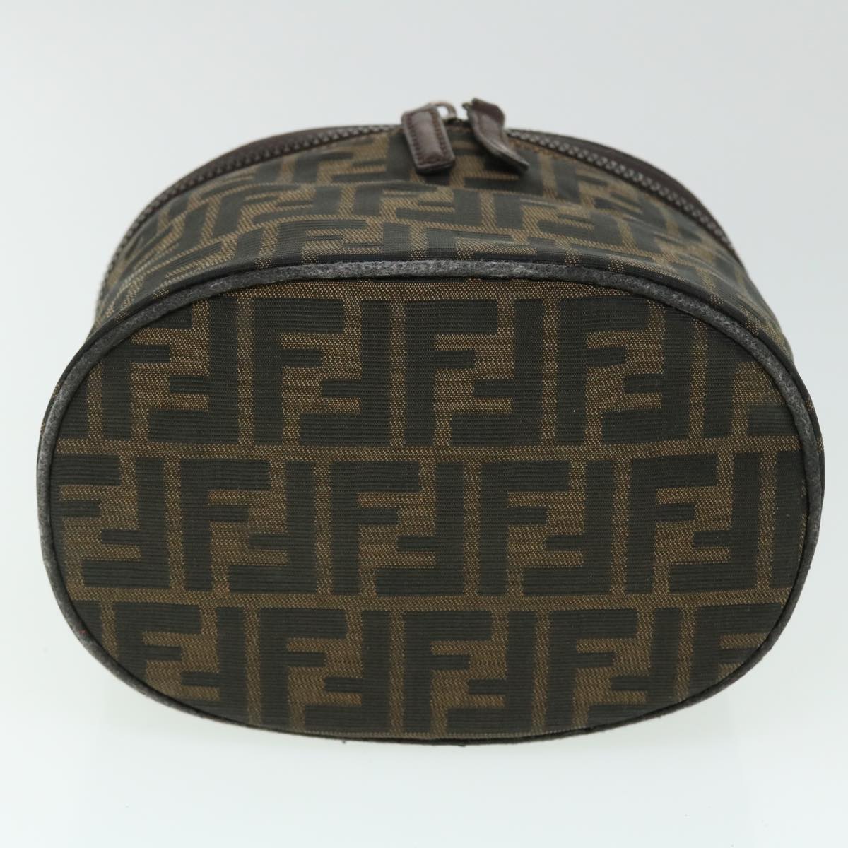 FENDI Zucca Canvas Vanity Cosmetic Pouch Nylon Brown Black yb336