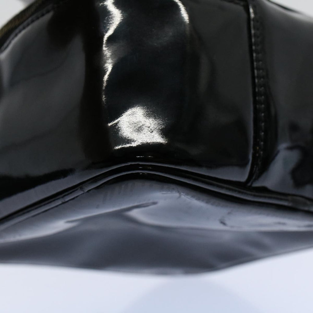 CHANEL Vanity Cosmetic Pouch Patent leather Black CC yb378
