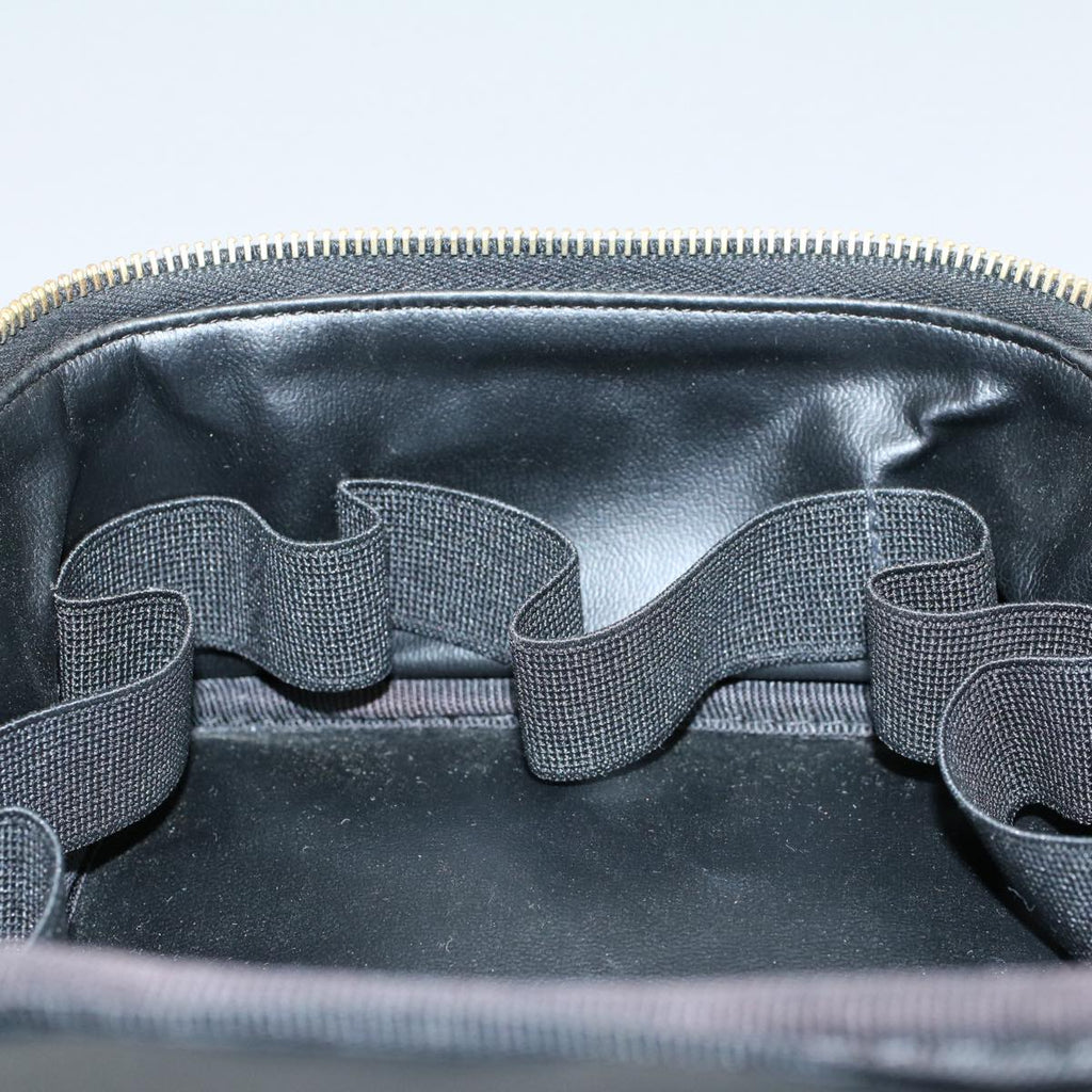 CHANEL Vanity Cosmetic Pouch Patent leather Black CC yb378