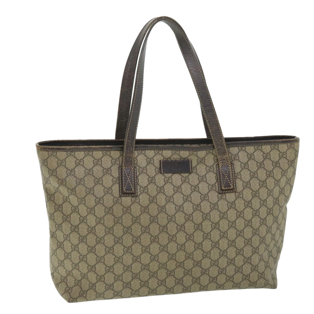 GUCCI GG Supreme Tote Bag PVC Leather Beige 211137 yb390