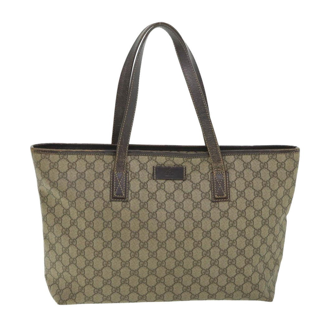 GUCCI GG Supreme Tote Bag PVC Leather Beige 211137 yb390
