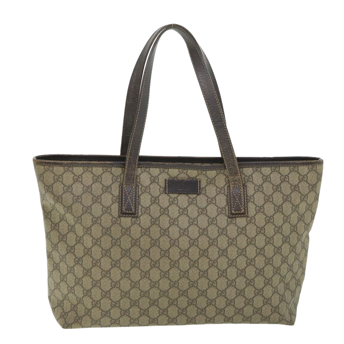 GUCCI GG Supreme Tote Bag PVC Leather Beige 211137 yb390