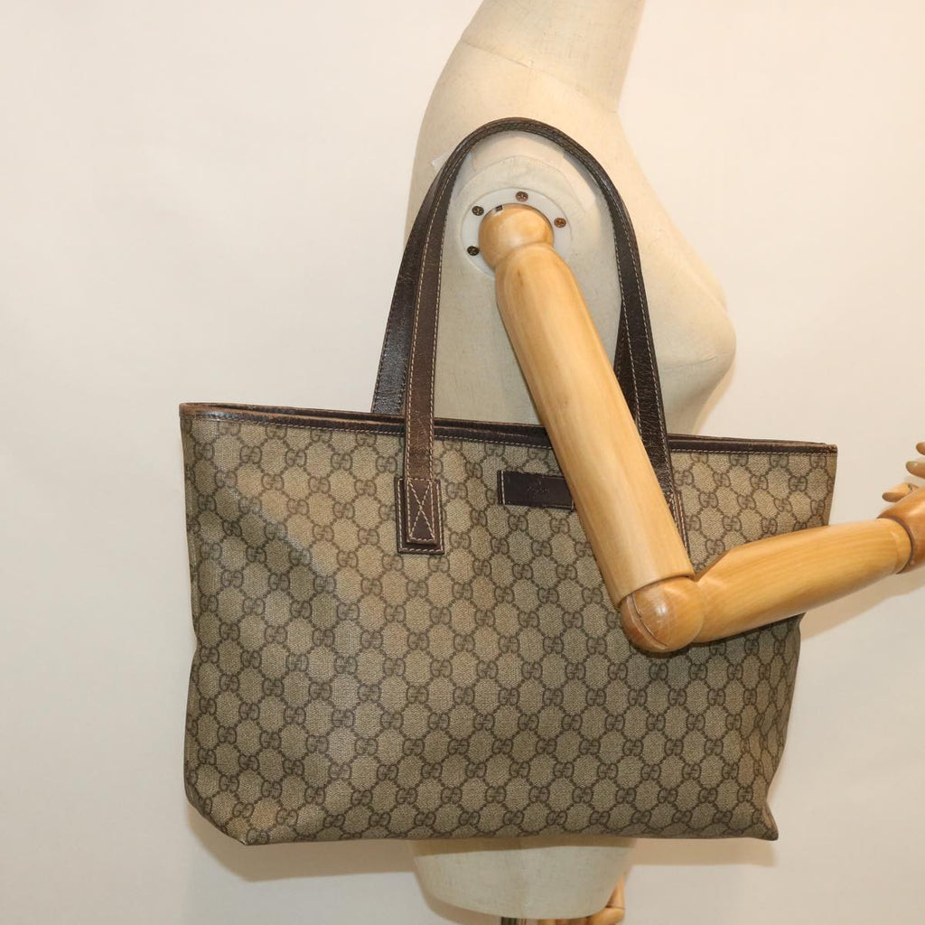 GUCCI GG Supreme Tote Bag PVC Leather Beige 211137 yb390