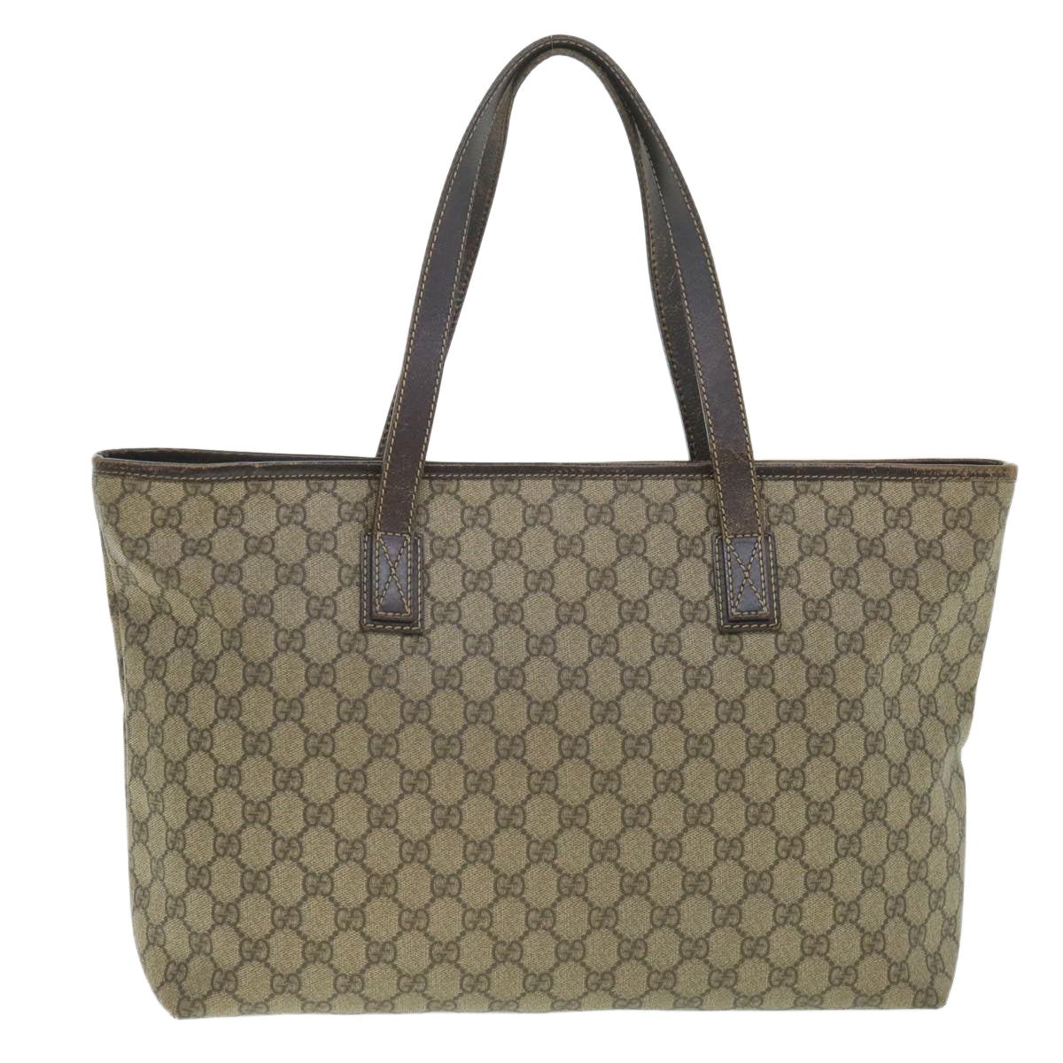 GUCCI GG Supreme Tote Bag PVC Leather Beige 211137 yb390