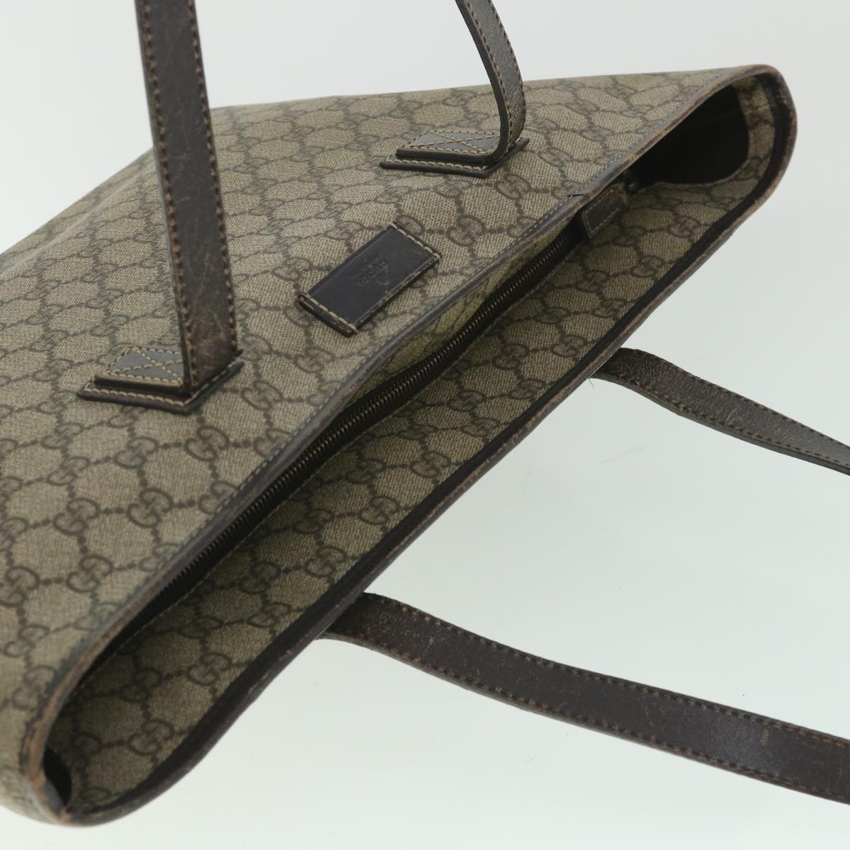 GUCCI GG Supreme Tote Bag PVC Leather Beige 211137 yb390