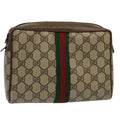 GUCCI GG Supreme Web Sherry Line Clutch Bag Beige Red Green 89 01 012 yb427