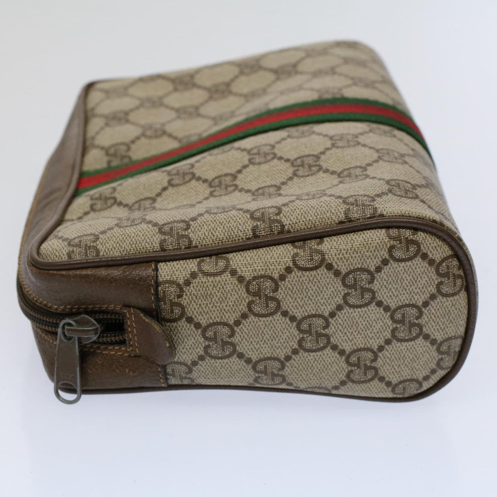 GUCCI GG Supreme Web Sherry Line Clutch Bag Beige Red Green 89 01 012 yb427