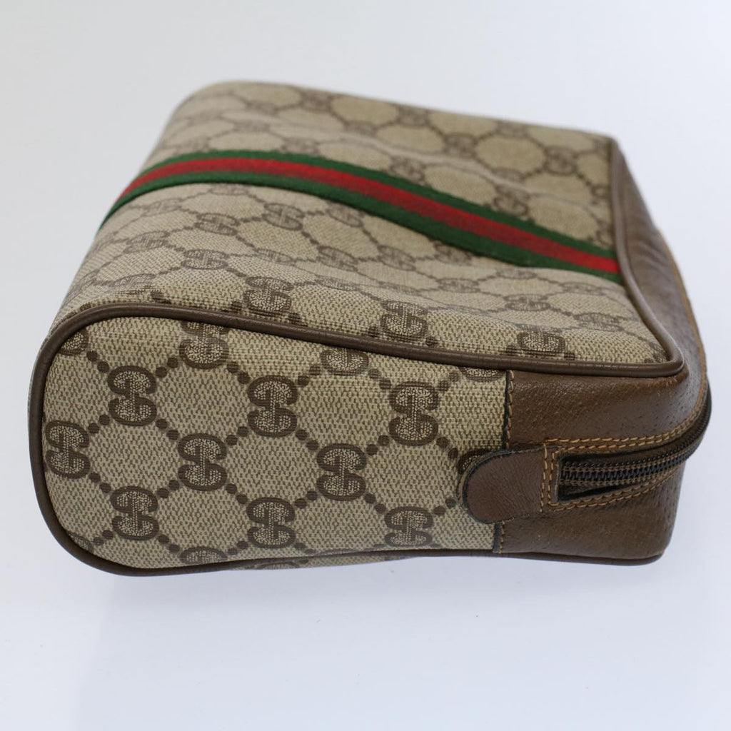 GUCCI GG Supreme Web Sherry Line Clutch Bag Beige Red Green 89 01 012 yb427