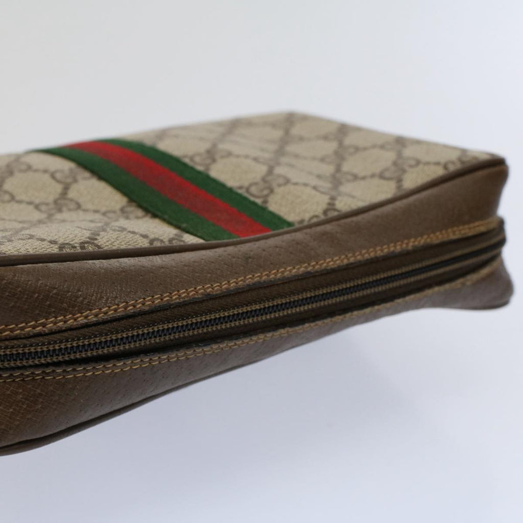 GUCCI GG Supreme Web Sherry Line Clutch Bag Beige Red Green 89 01 012 yb427