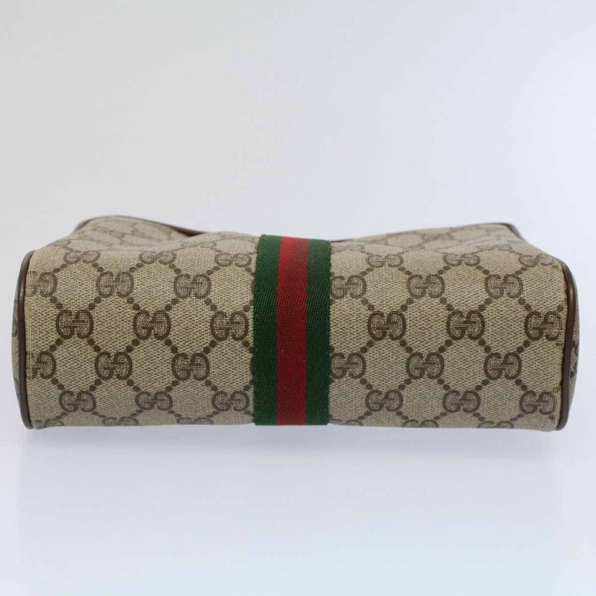GUCCI GG Supreme Web Sherry Line Clutch Bag Beige Red Green 89 01 012 yb427
