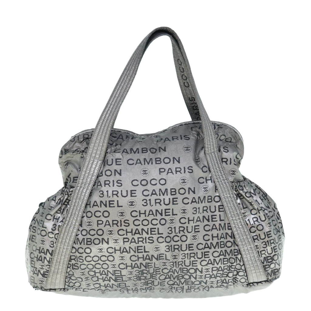 CHANEL Unlimited Shoulder Bag Nylon Silver CC yb486