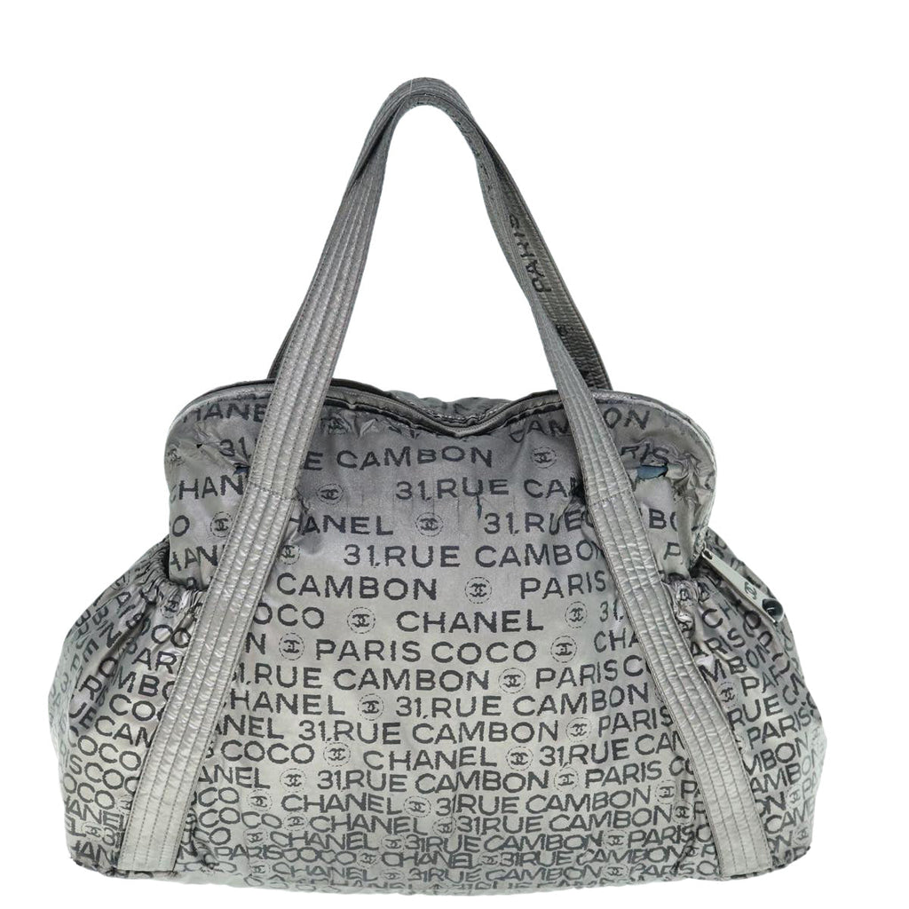 CHANEL Unlimited Shoulder Bag Nylon Silver CC yb486