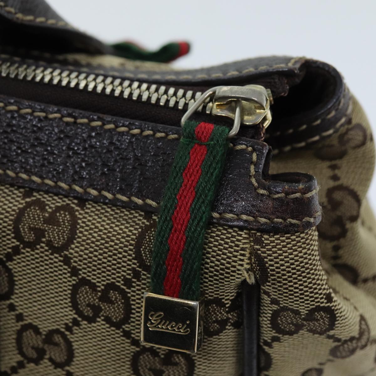 GUCCI GG Canvas Princess Web Sherry Line Tote Bag Beige Red 177052 yb572
