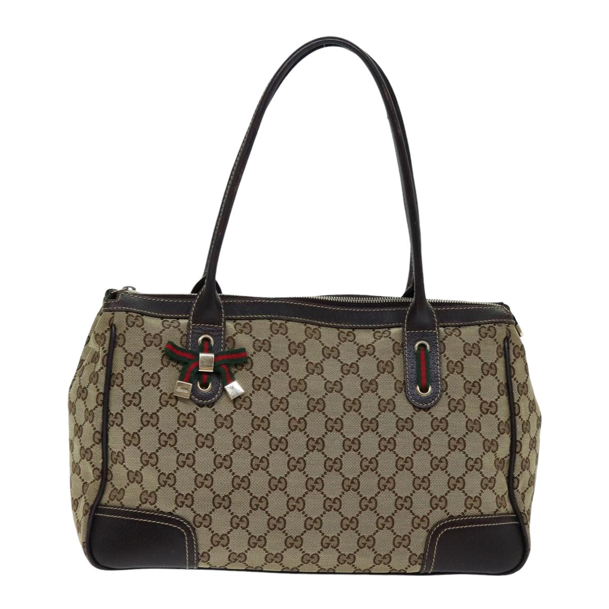 GUCCI GG Canvas Princess Web Sherry Line Tote Bag Beige Red 177052 yb572