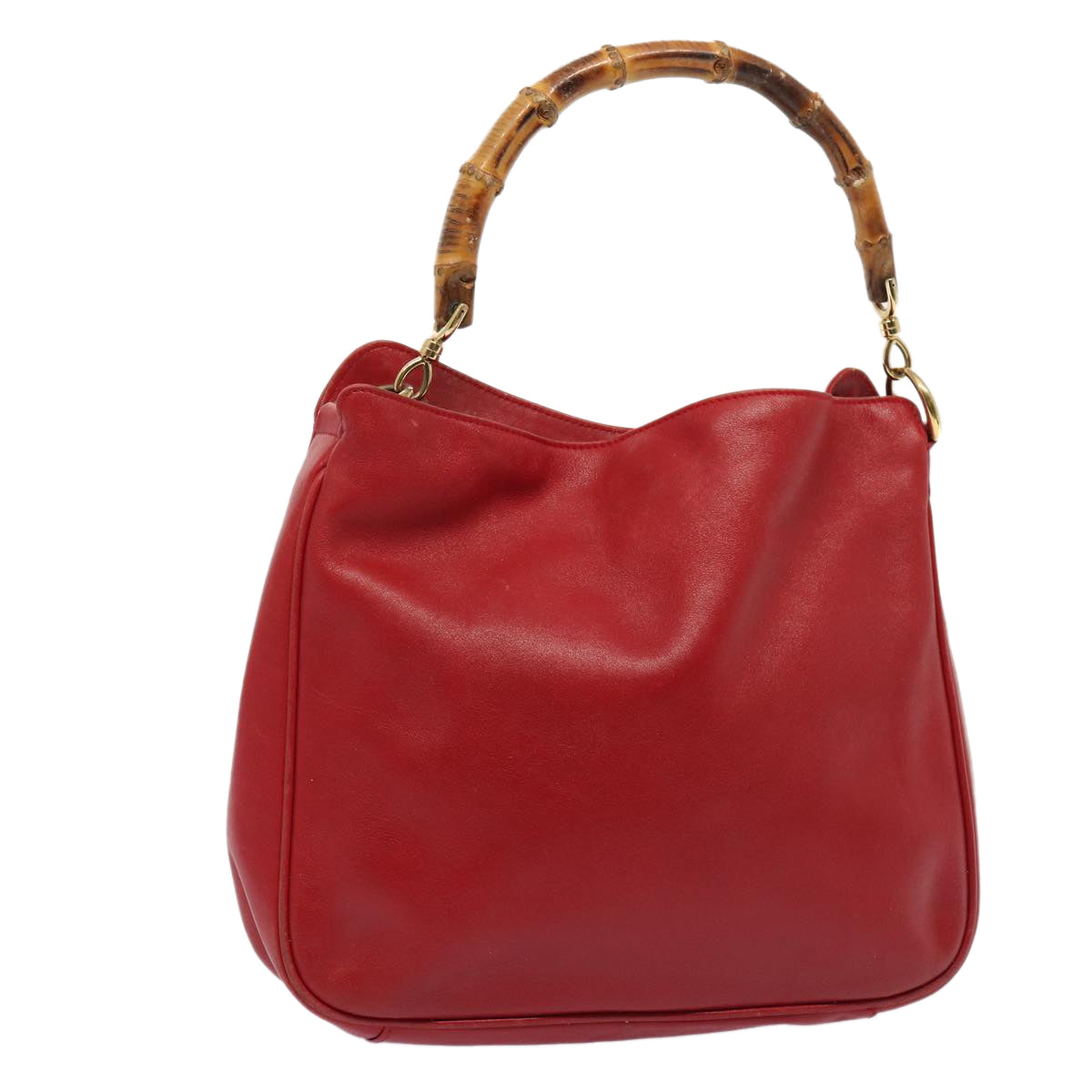 GUCCI Bamboo Hand Bag Leather Red 001 2113 1638 yb582