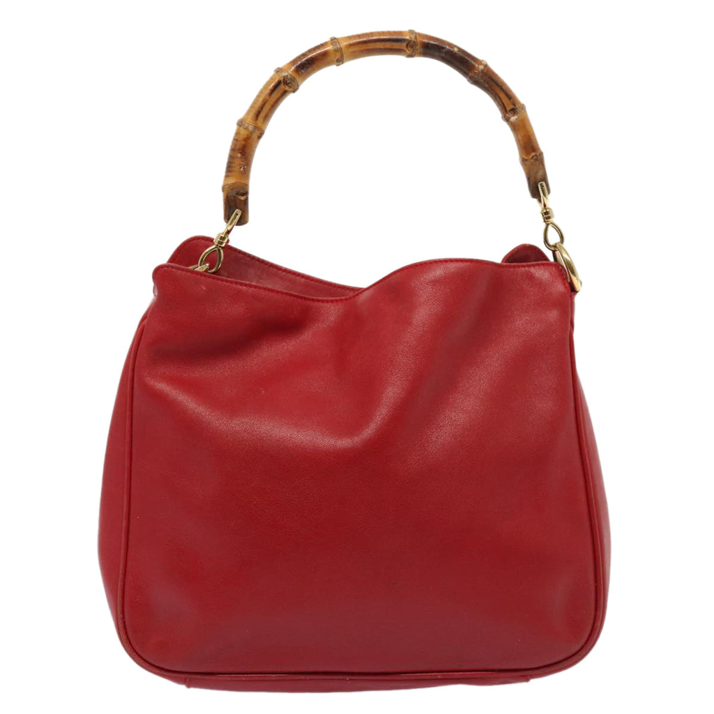 GUCCI Bamboo Hand Bag Leather Red 001 2113 1638 yb582