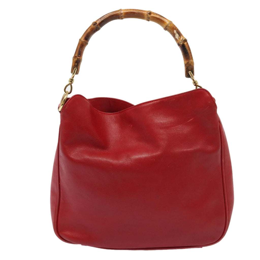 GUCCI Bamboo Hand Bag Leather Red 001 2113 1638 yb582