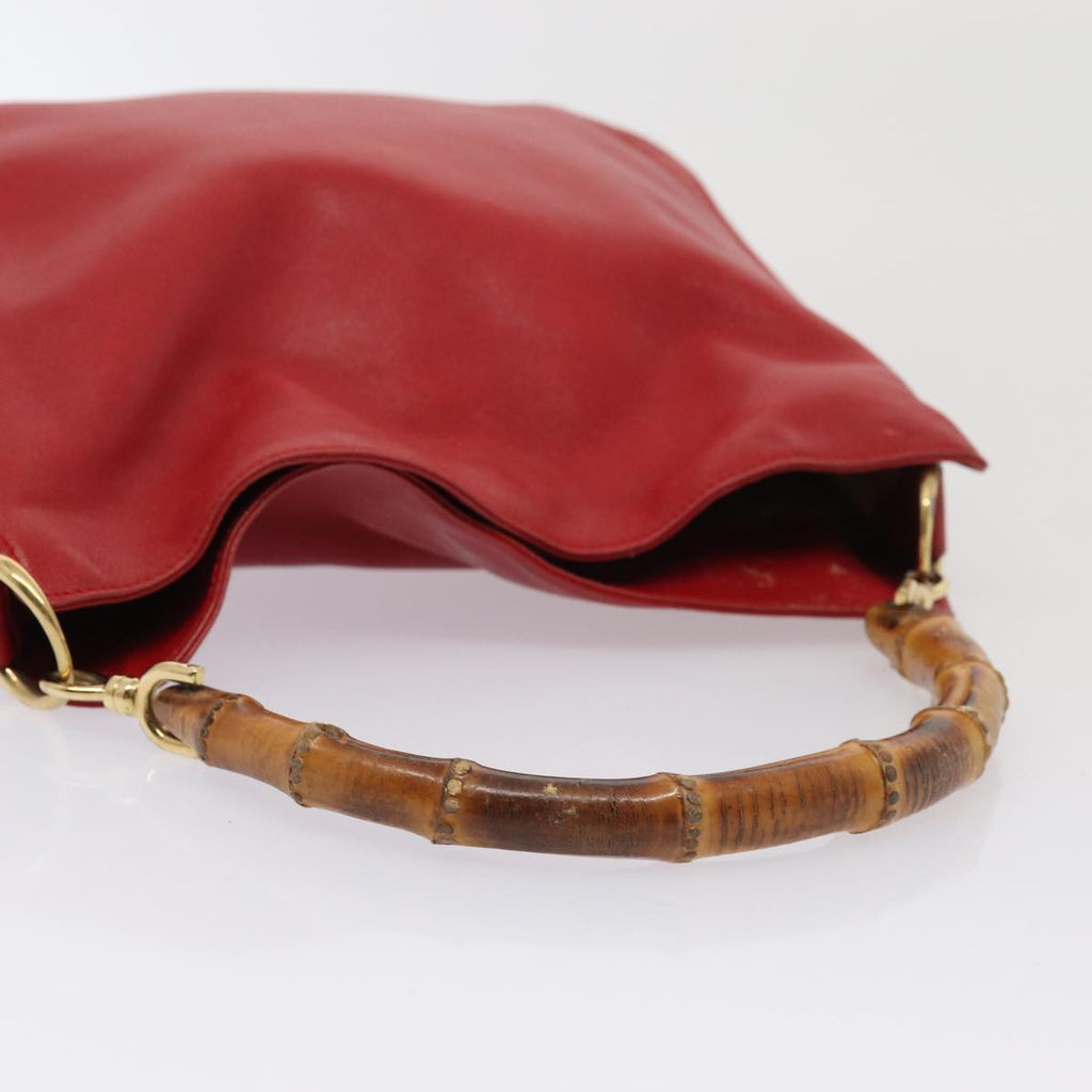 GUCCI Bamboo Hand Bag Leather Red 001 2113 1638 yb582