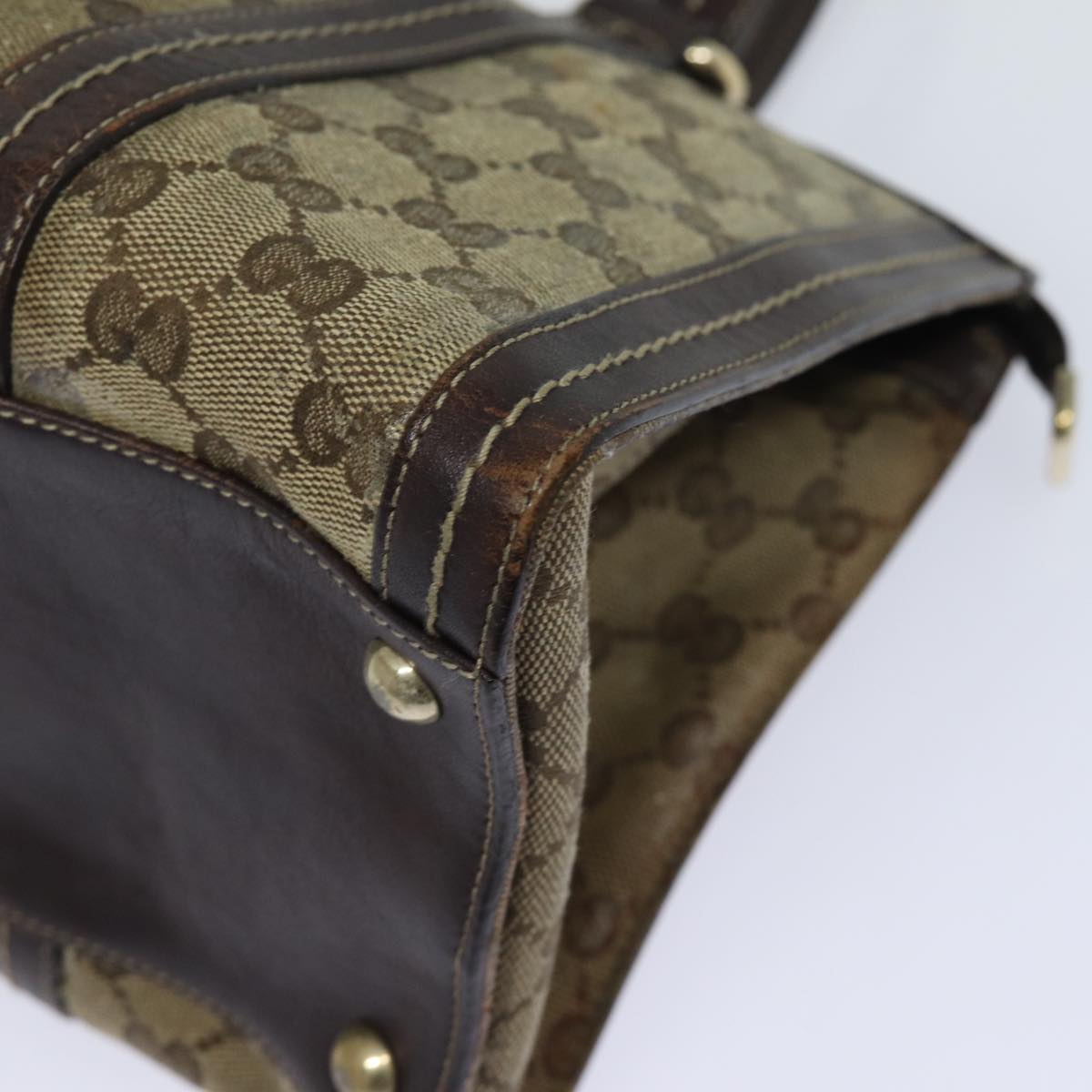 GUCCI GG Crystal Hand Bag PVC Leather Beige Brown 181490 yb591