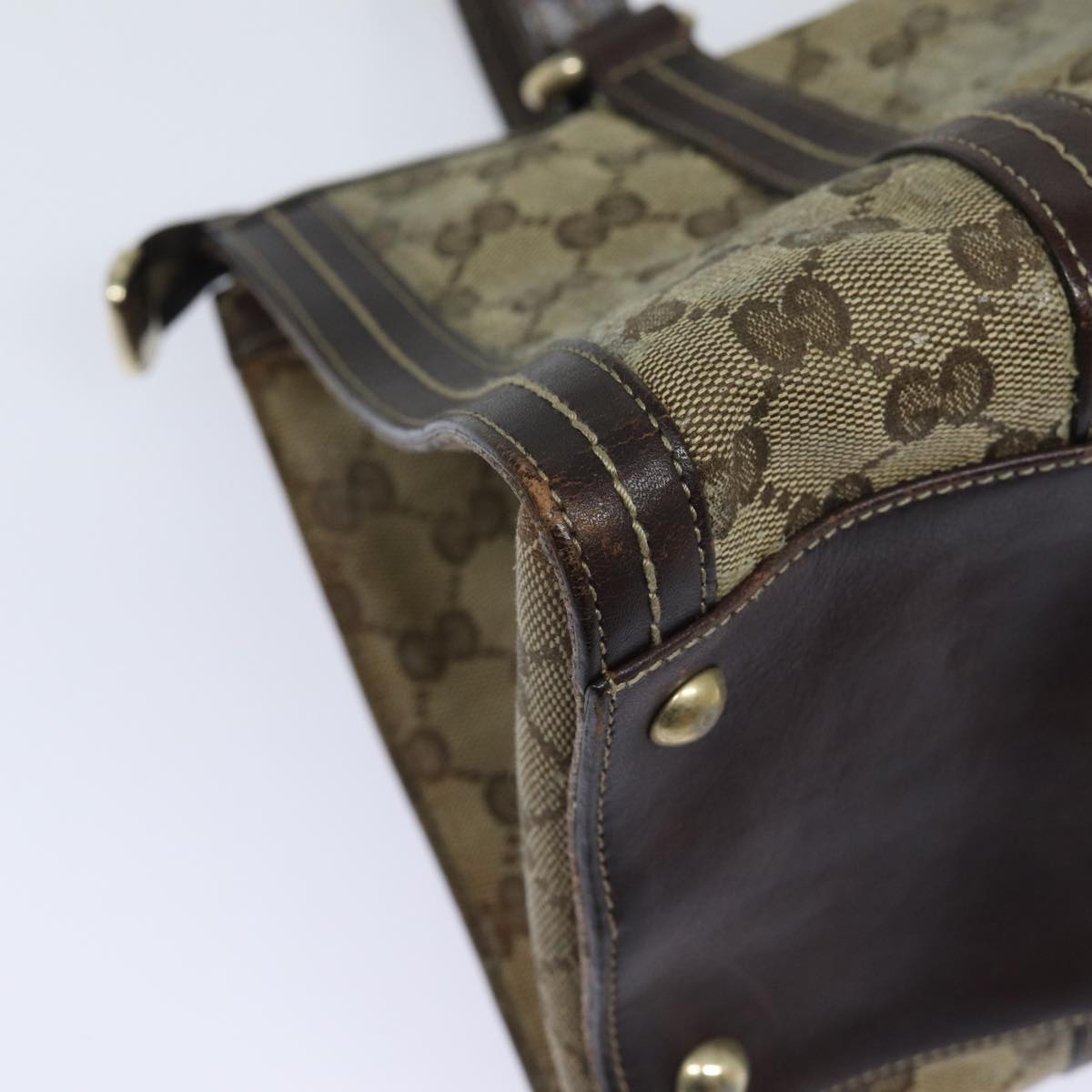 GUCCI GG Crystal Hand Bag PVC Leather Beige Brown 181490 yb591