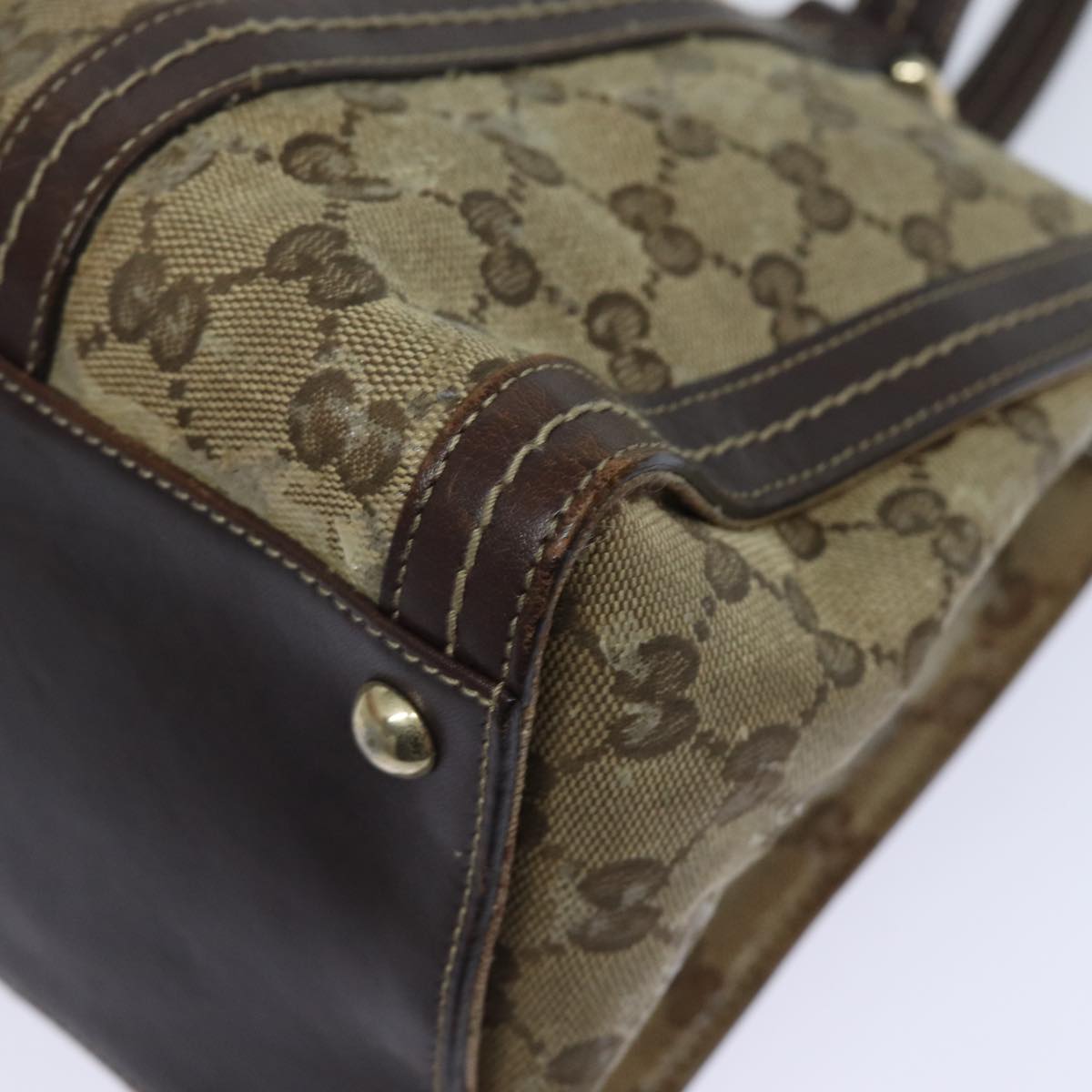 GUCCI GG Crystal Hand Bag PVC Leather Beige Brown 181490 yb591