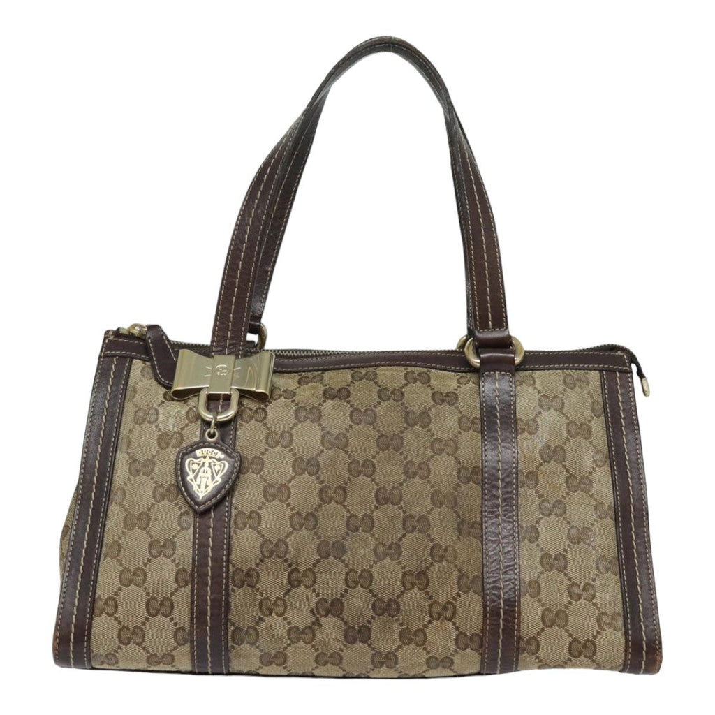 GUCCI GG Crystal Hand Bag PVC Leather Beige Brown 181490 yb591