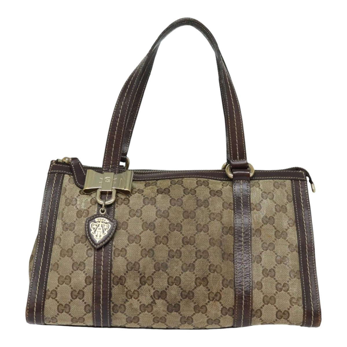 GUCCI GG Crystal Hand Bag PVC Leather Beige Brown 181490 yb591