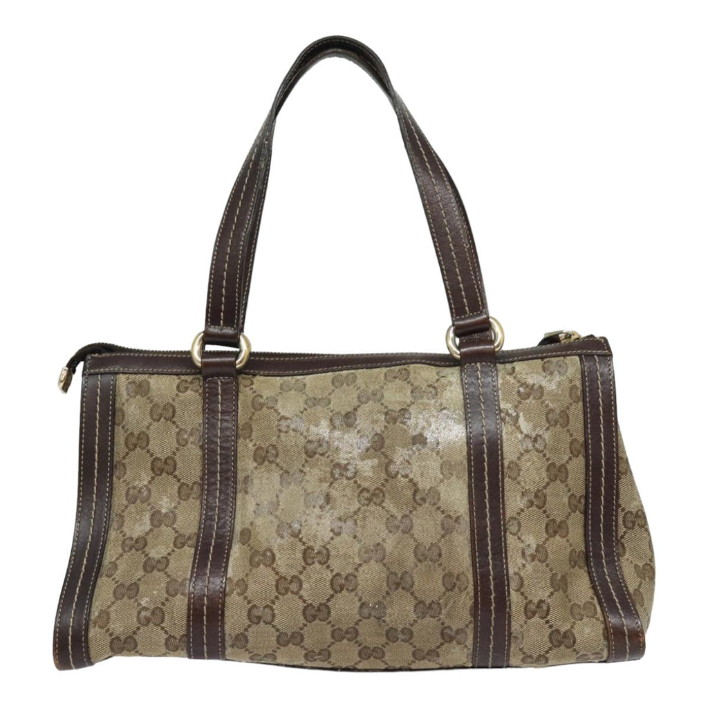 GUCCI GG Crystal Hand Bag PVC Leather Beige Brown 181490 yb591