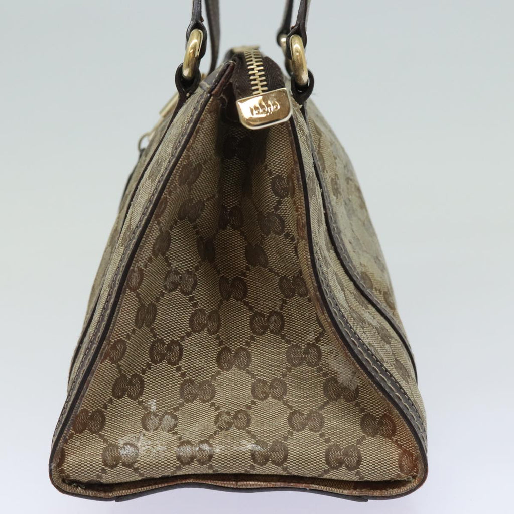 GUCCI GG Crystal Hand Bag PVC Leather Beige Brown 181490 yb591