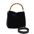 GUCCI Bamboo Hand Bag Suede 2way Black 001 3444 1638 yb601