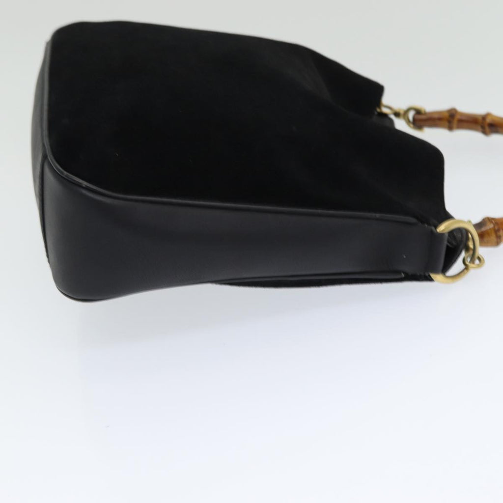 GUCCI Bamboo Hand Bag Suede 2way Black 001 3444 1638 yb601
